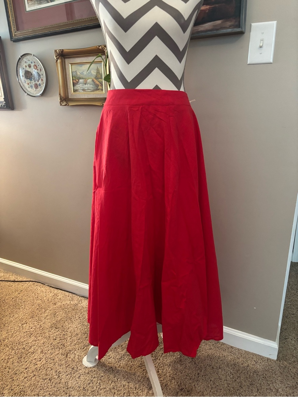 Altar'd State Red A-Line Maxi Skirt